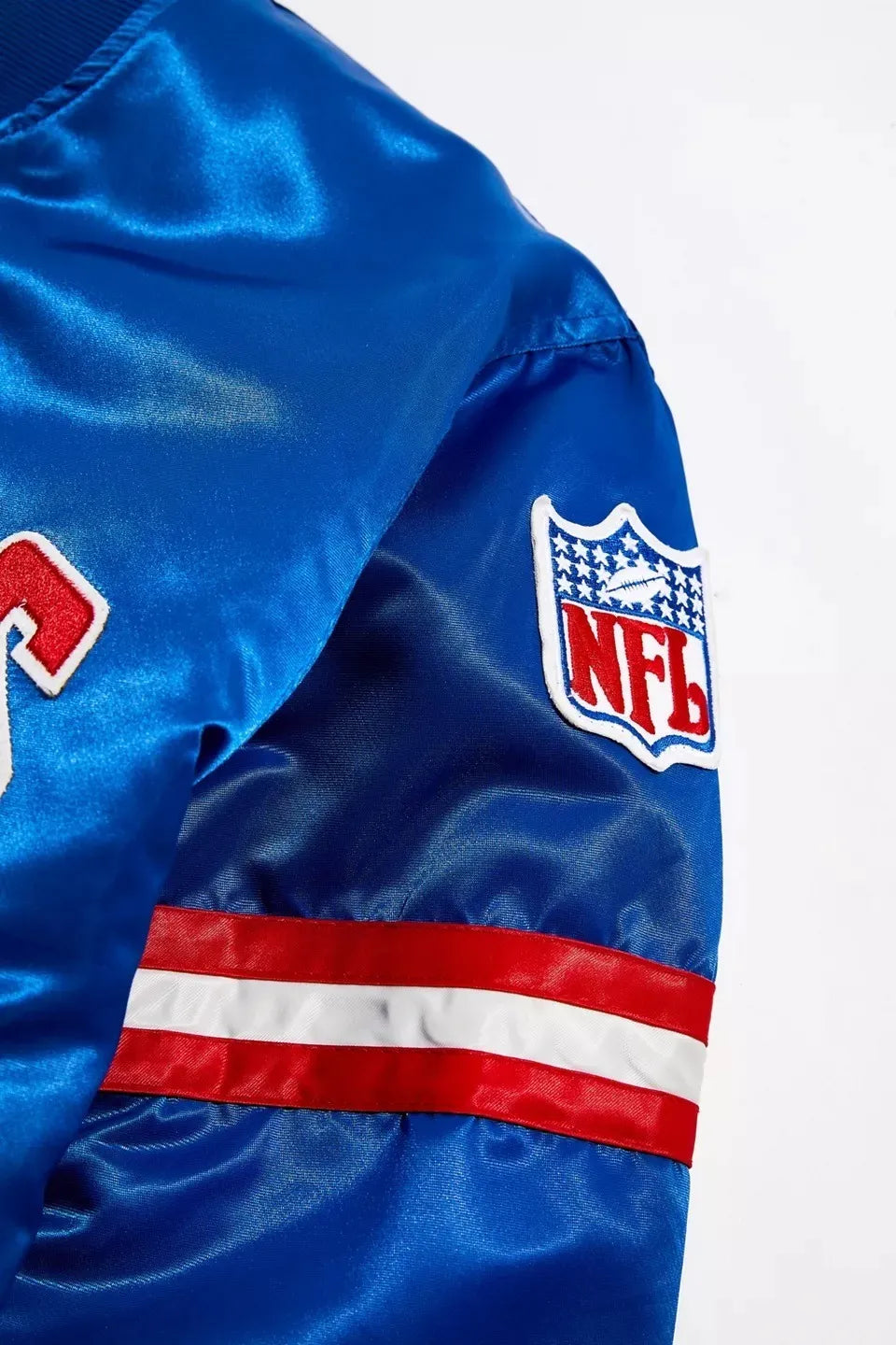 New York Giants Blue Satin Bomber Jacket