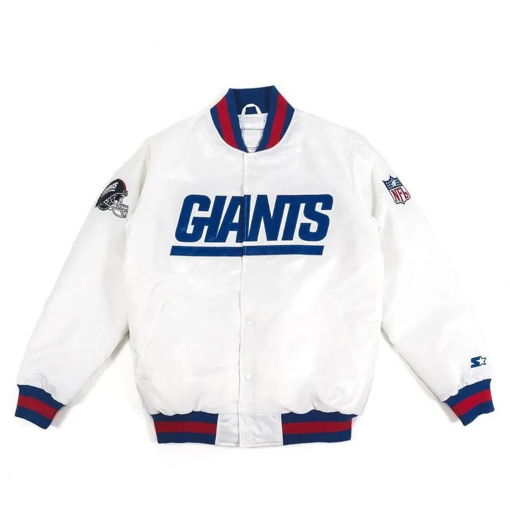 New York Giants Blue Satin Bomber Jacket