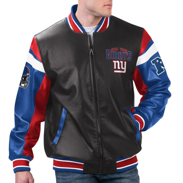New York Giants G-III Sports Banks Varsity Leather Jacket