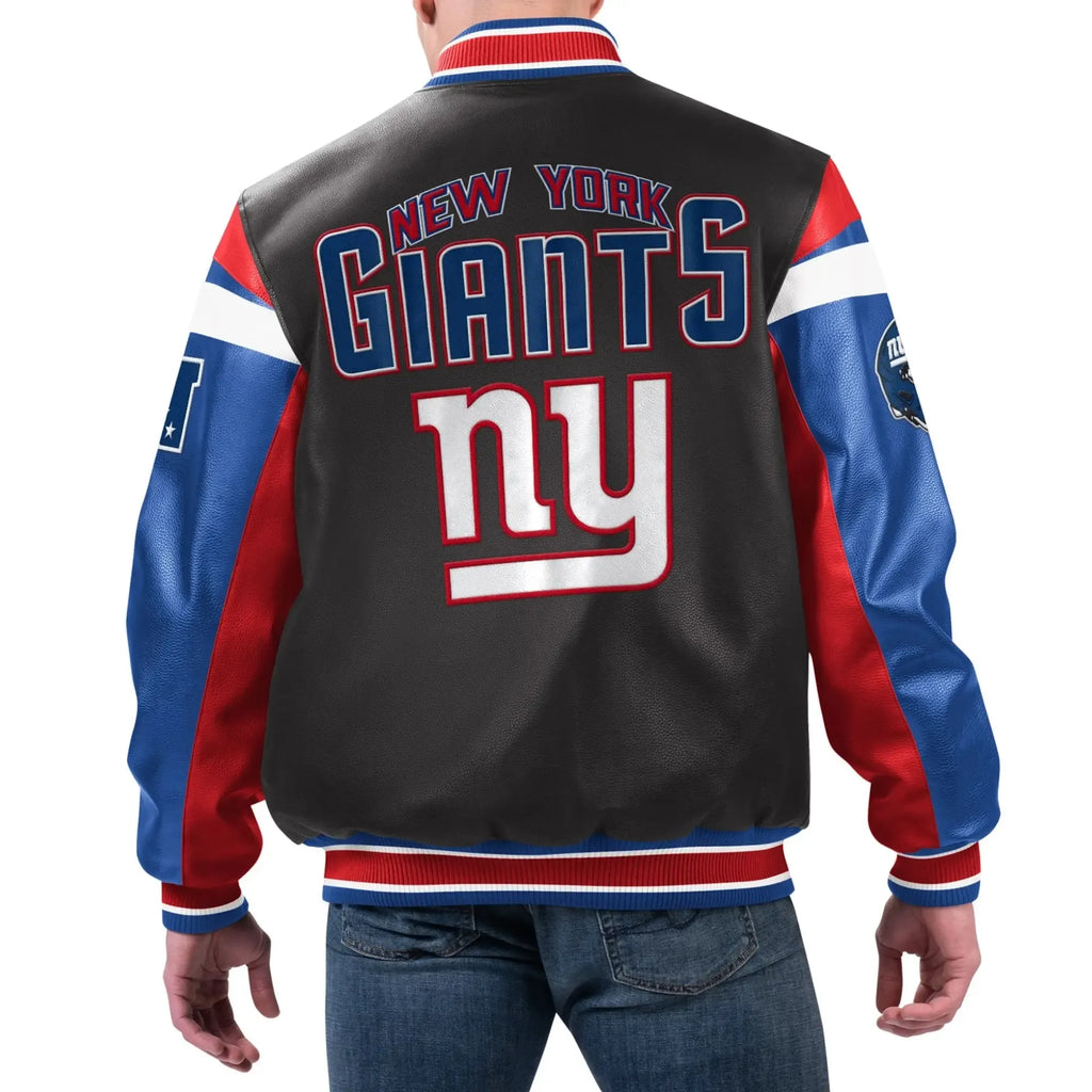 New York Giants G-III Sports Banks Varsity Leather Jacket